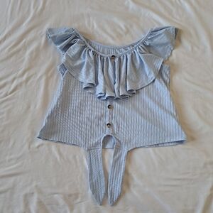 Justice girls size 12 cropped top light blue